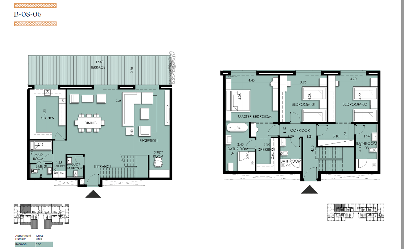 Floor plan for penthouse at 205 Arkan Palm