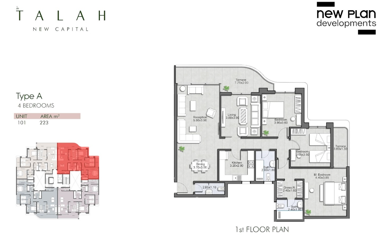 Floor plan for apartment at Talah