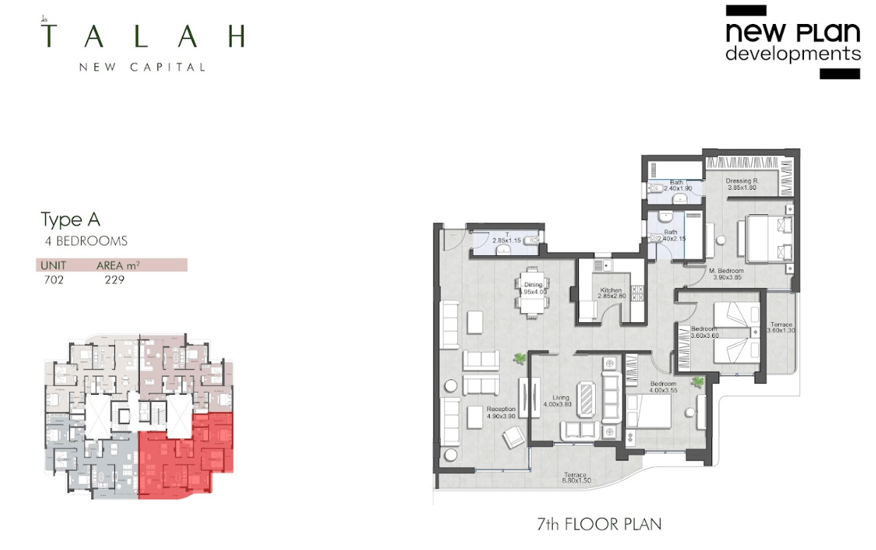 Floor plan for apartment at Talah