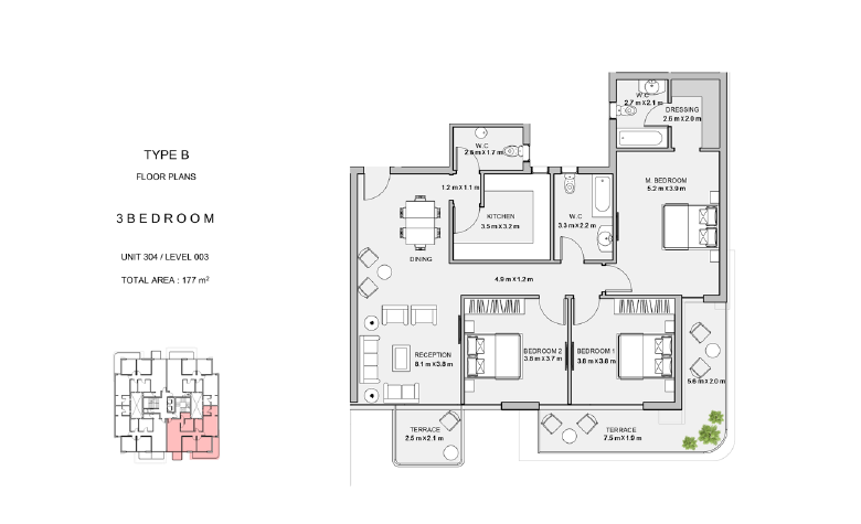 Floor plan for apartment at Atika