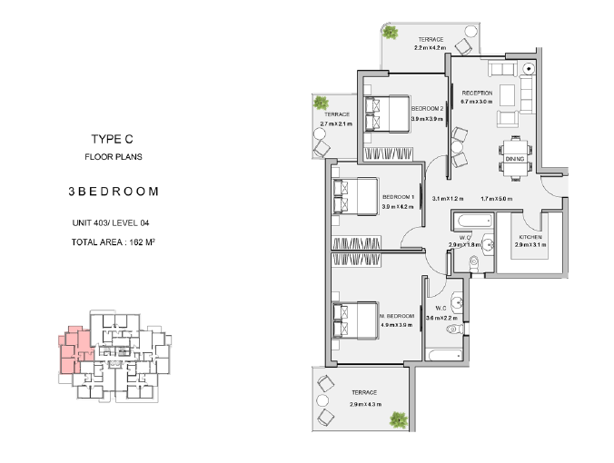 Floor plan for apartment at Atika