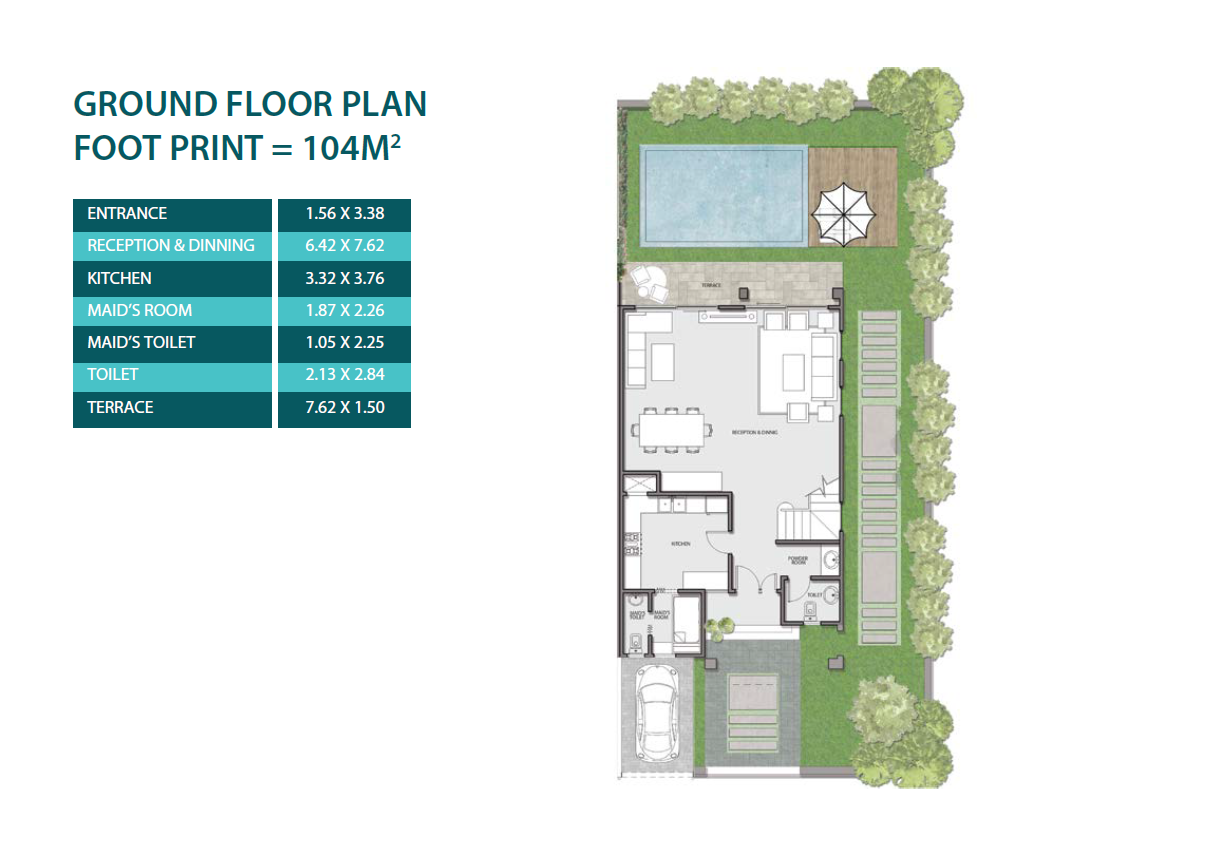 Floor plan for townhouse at Majorelle