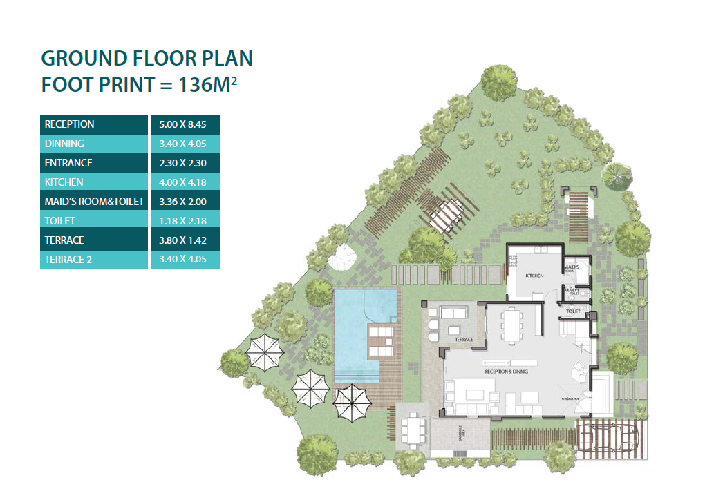 Floor plan for villa at Majorelle