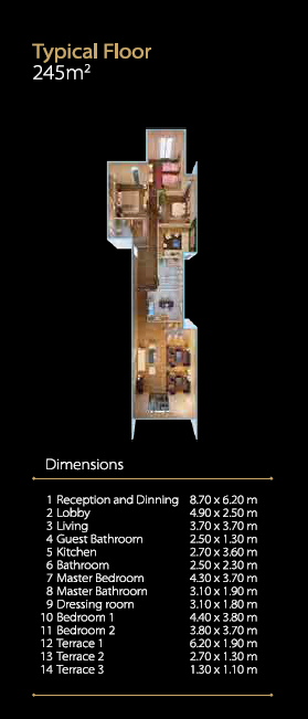 Floor plan for apartment at Midtown New Cairo