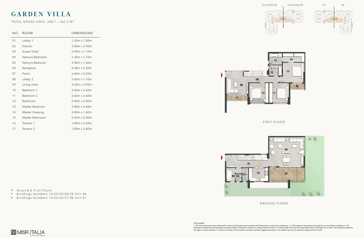 Floor plan for villa at Vinci