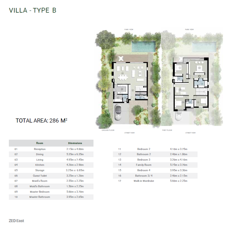 Floor plan for villa at ZED East