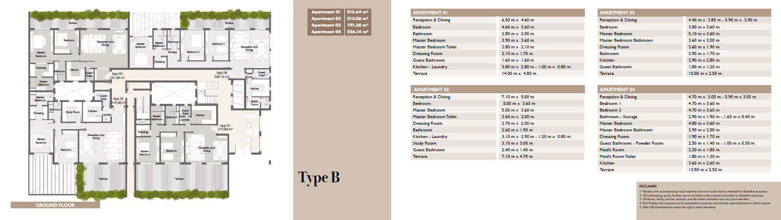Floor plan for apartment at Palm Hills Alexandria
