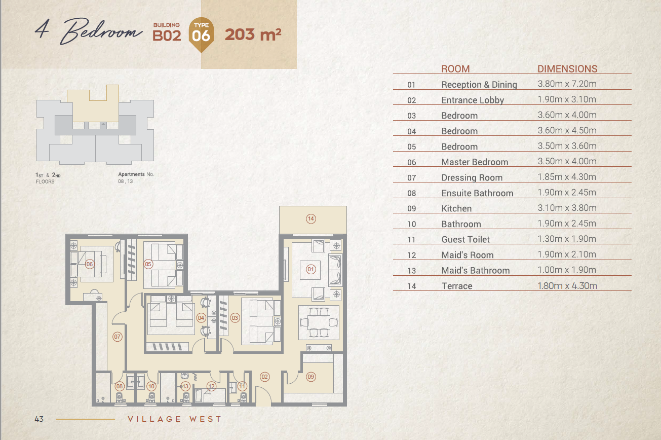 Floor plan for apartment at Village West