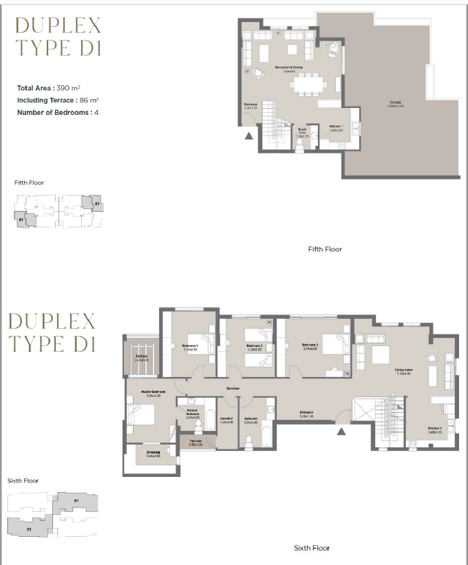 Floor plan for duplex at Al Maqsad Residences