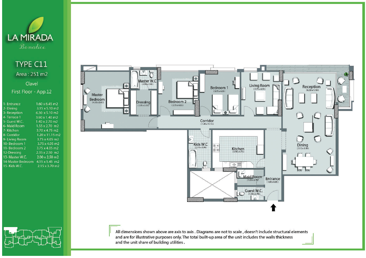 Floor plan for apartment at La Mirada
