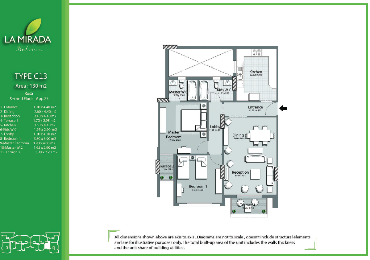Floor plan for apartment at La Mirada