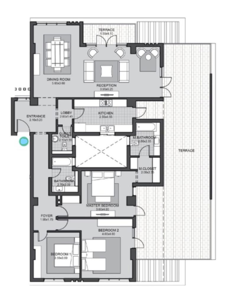 Floor plan for penthouse at Sky Condos