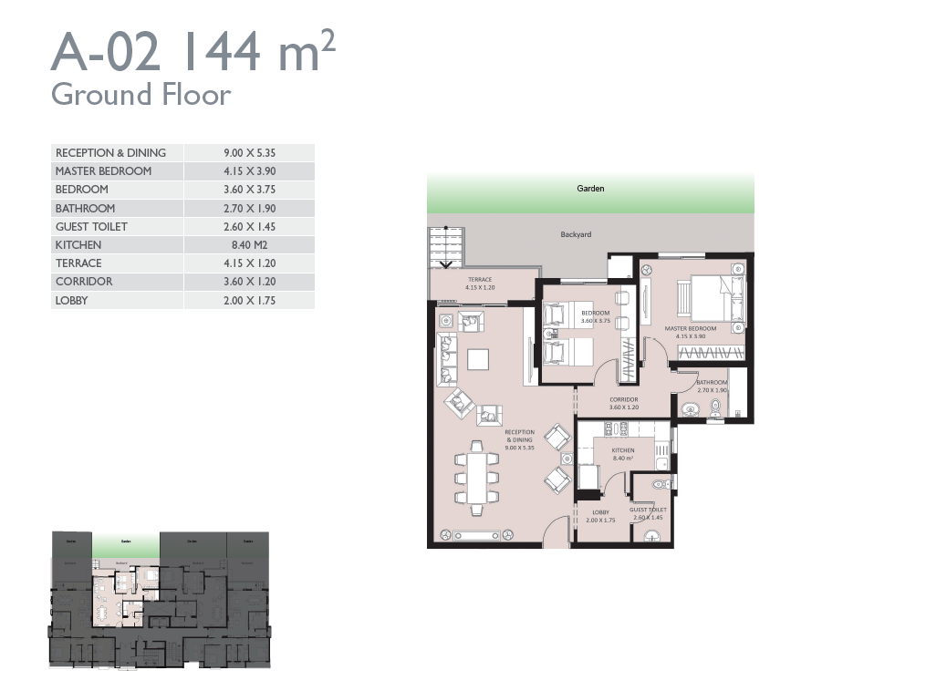 Floor plan for apartment at Bleu Vert