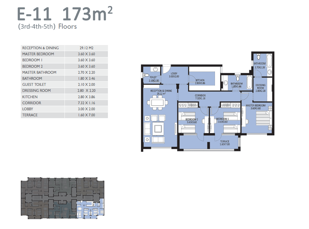 Floor plan for apartment at Bleu Vert