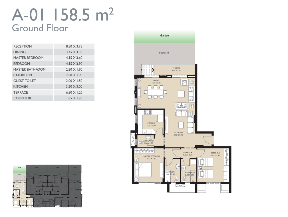 Floor plan for apartment at Bleu Vert