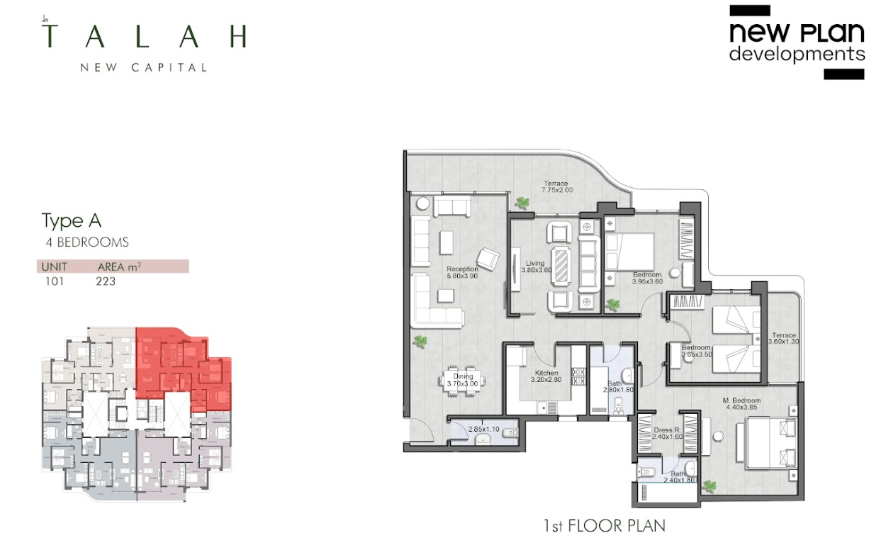 Floor plan for apartment at Talah
