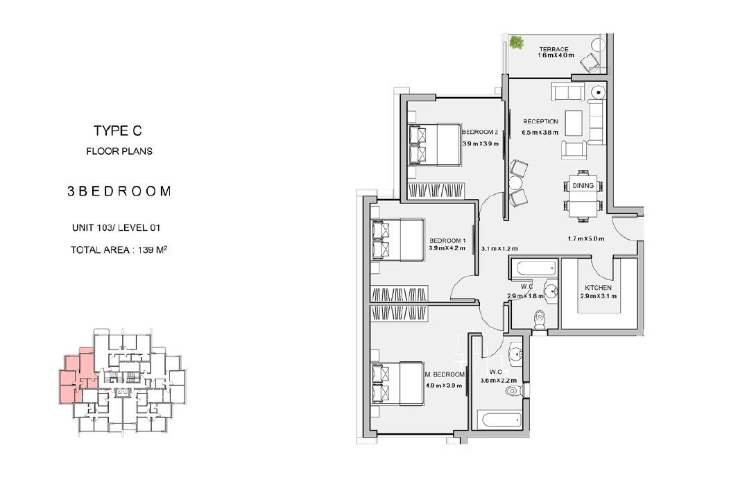 Floor plan for apartment at Atika