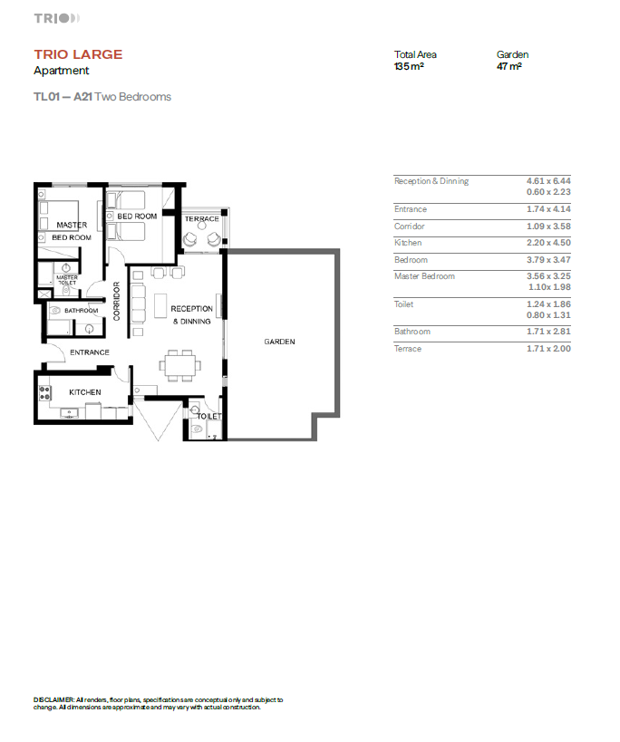 Floor plan for duplex at Trio