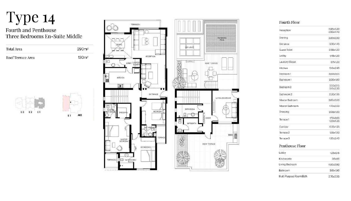 Floor plan for apartment at Trio