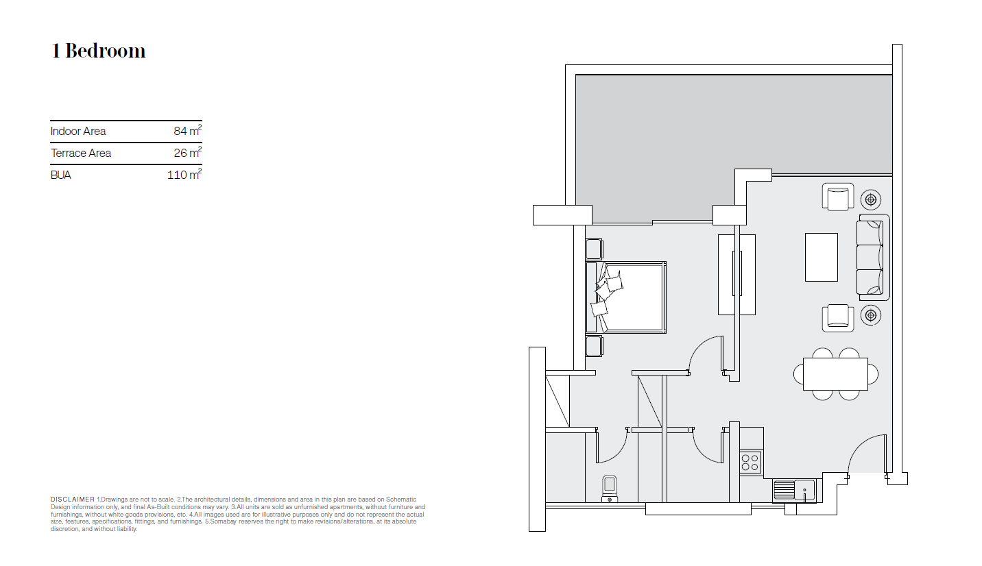 Floor plan for chalet at Bay Central Residence  Soma Bay