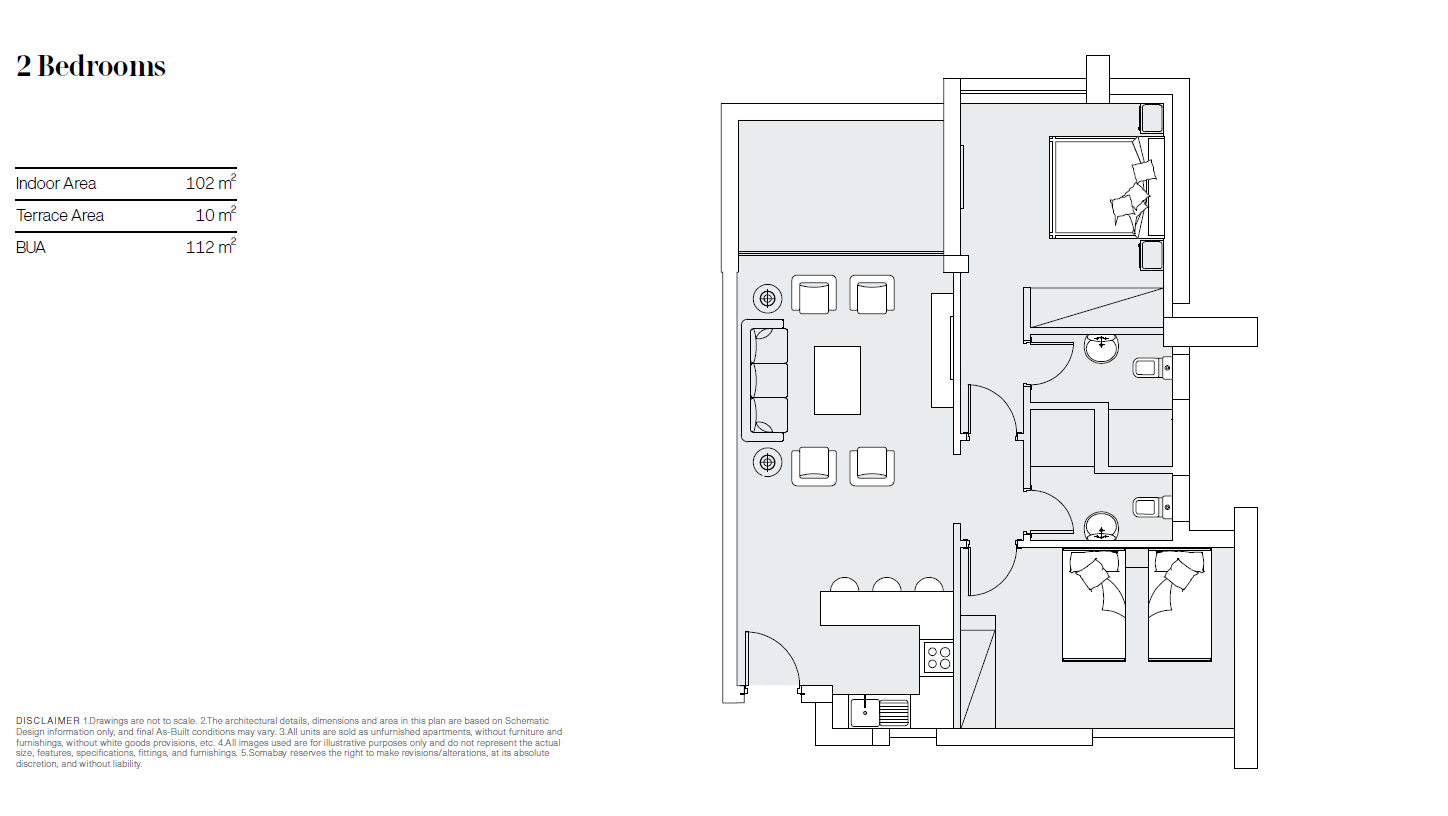 Floor plan for chalet at Bay Central Residence  Soma Bay