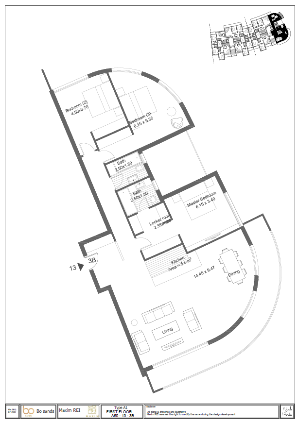 Floor plan for apartment at Bo Sands