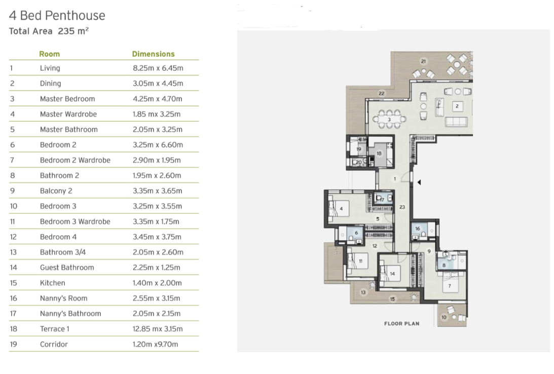 Floor plan for penthouse at ZED