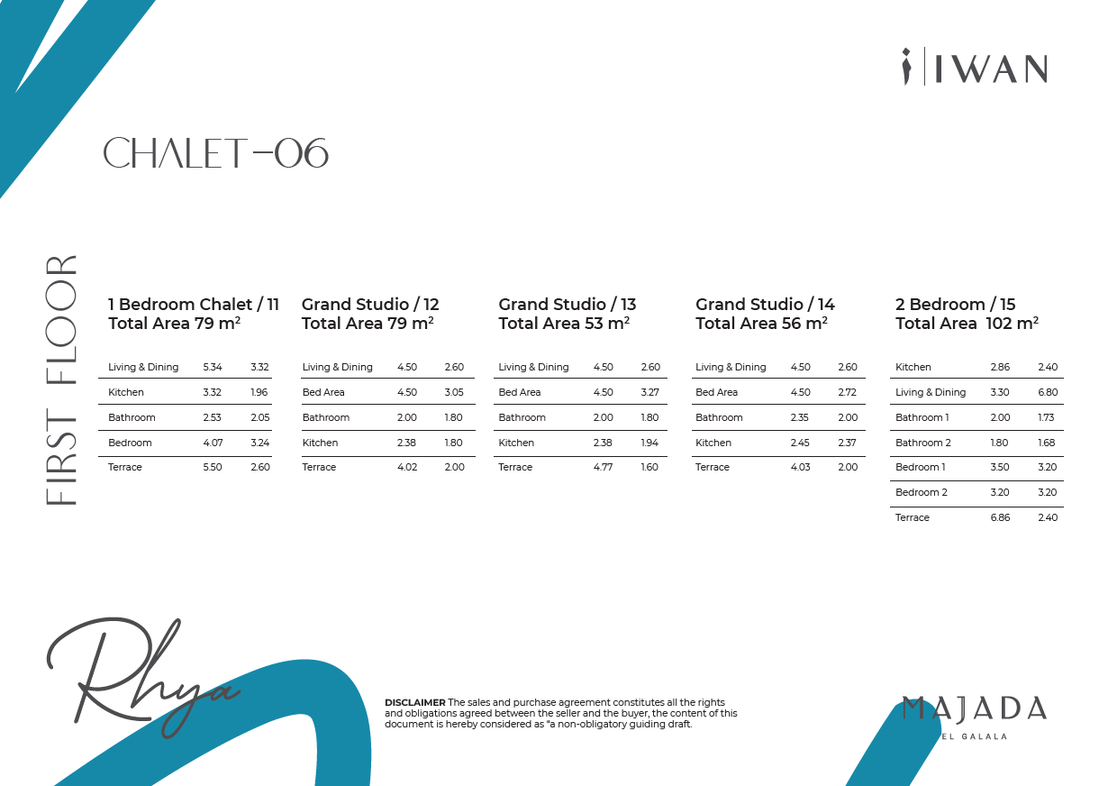Floor plan for studio at Majada Iwan