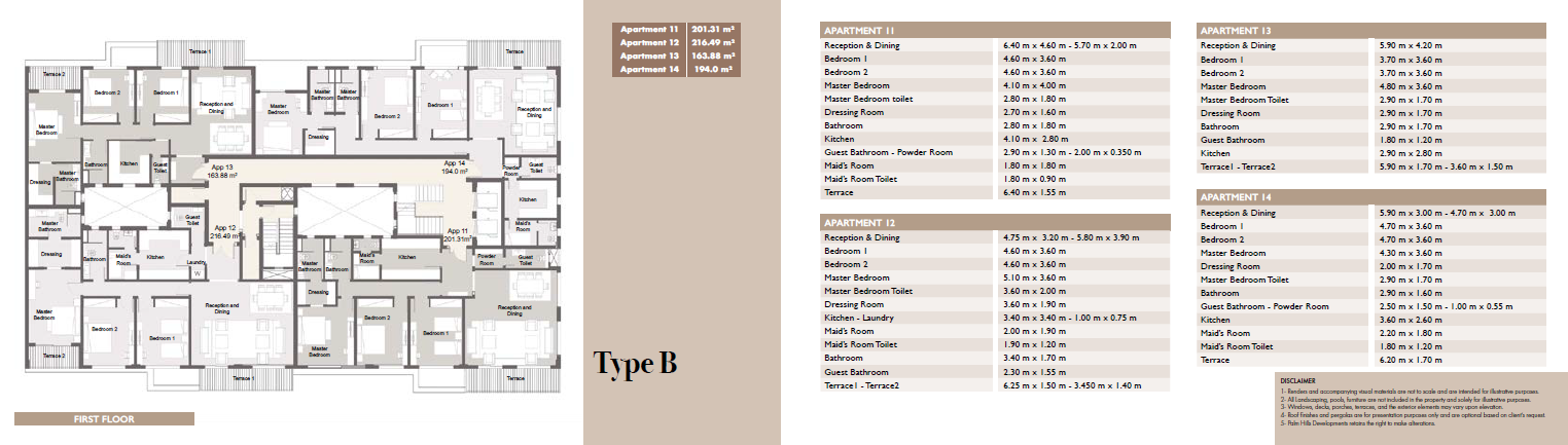 Floor plan for apartment at Palm Hills Alexandria