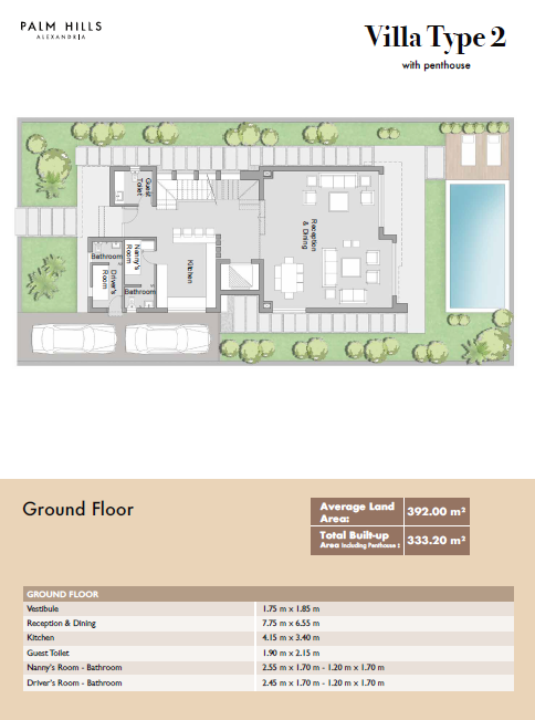 Floor plan for villa at Palm Hills Alexandria