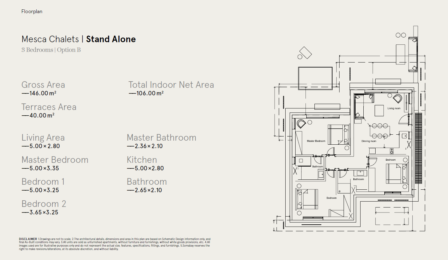 Floor plan for chalet at Mesca Somabay