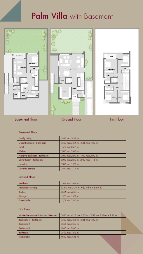 Floor plan for villa at Palm Hills Alexandria