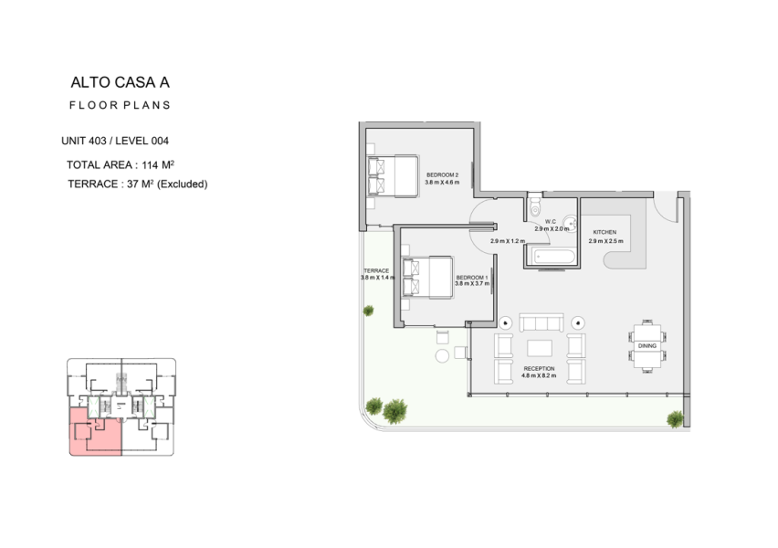 Floor plan for duplex at Atika