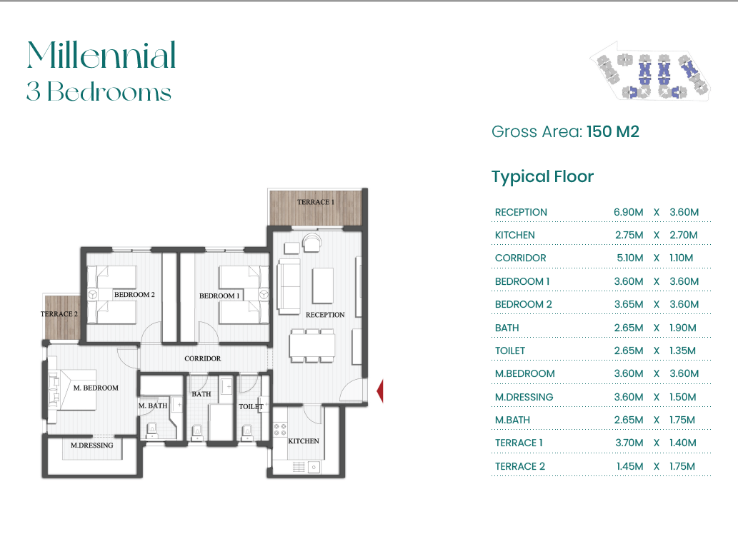 Floor plan for apartment at The North Park-ICity New Cairo