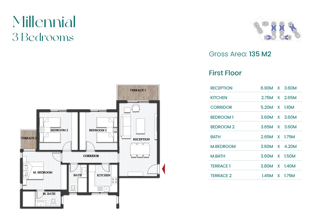 Floor plan for apartment at Mountain View ICity New Cairo