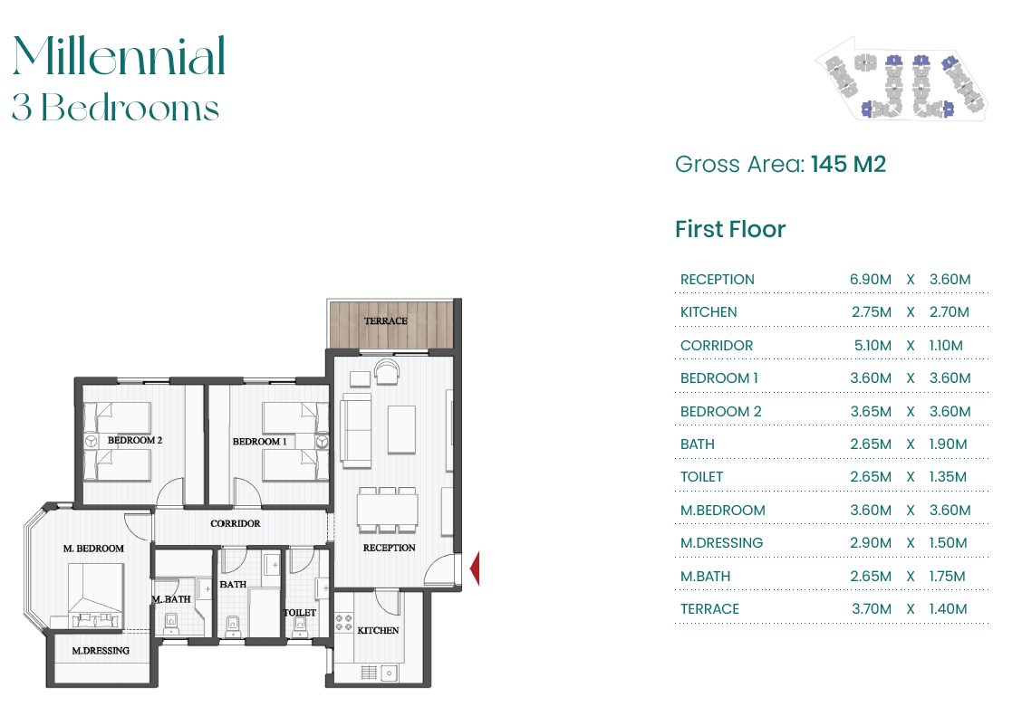 Floor plan for apartment at Mountain View ICity New Cairo