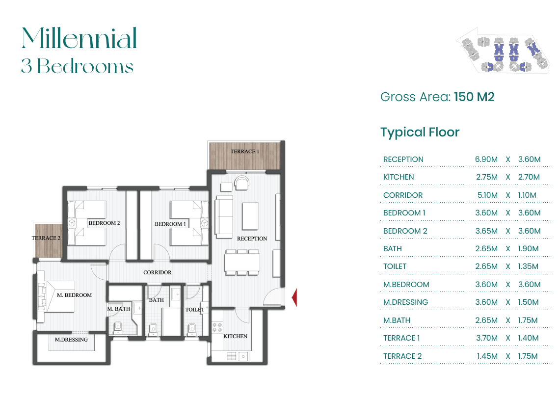 Floor plan for apartment at Mountain View ICity New Cairo