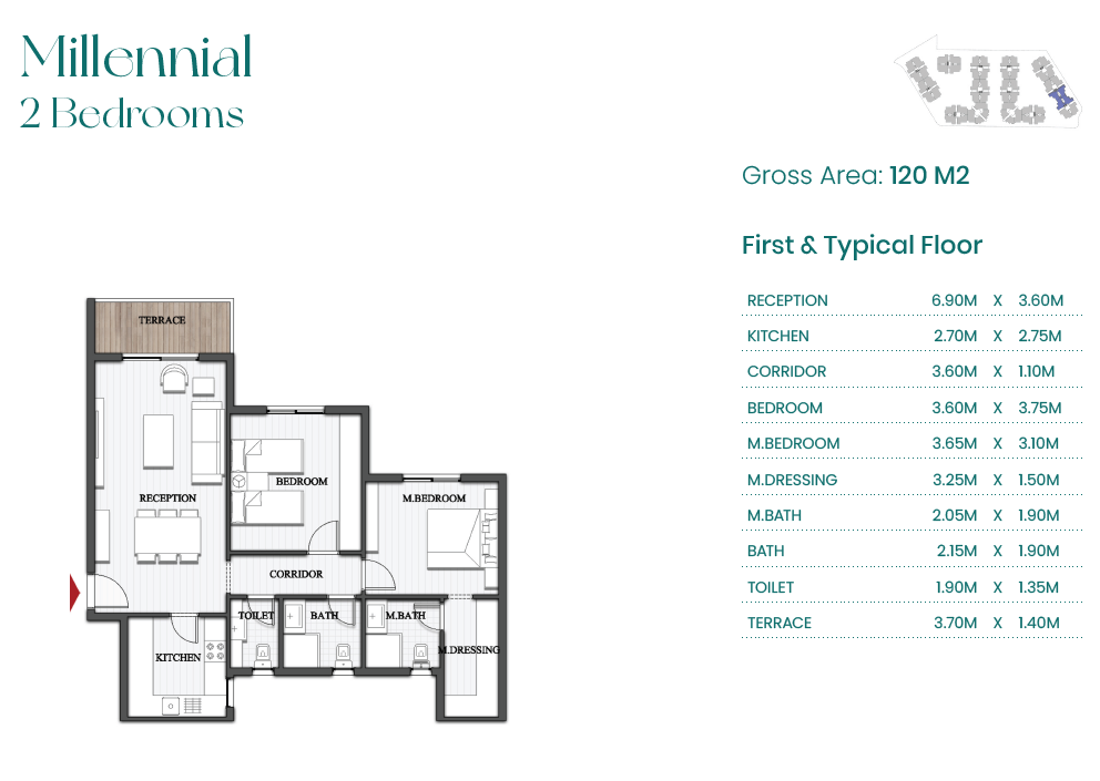 Floor plan for apartment at Mountain View ICity New Cairo