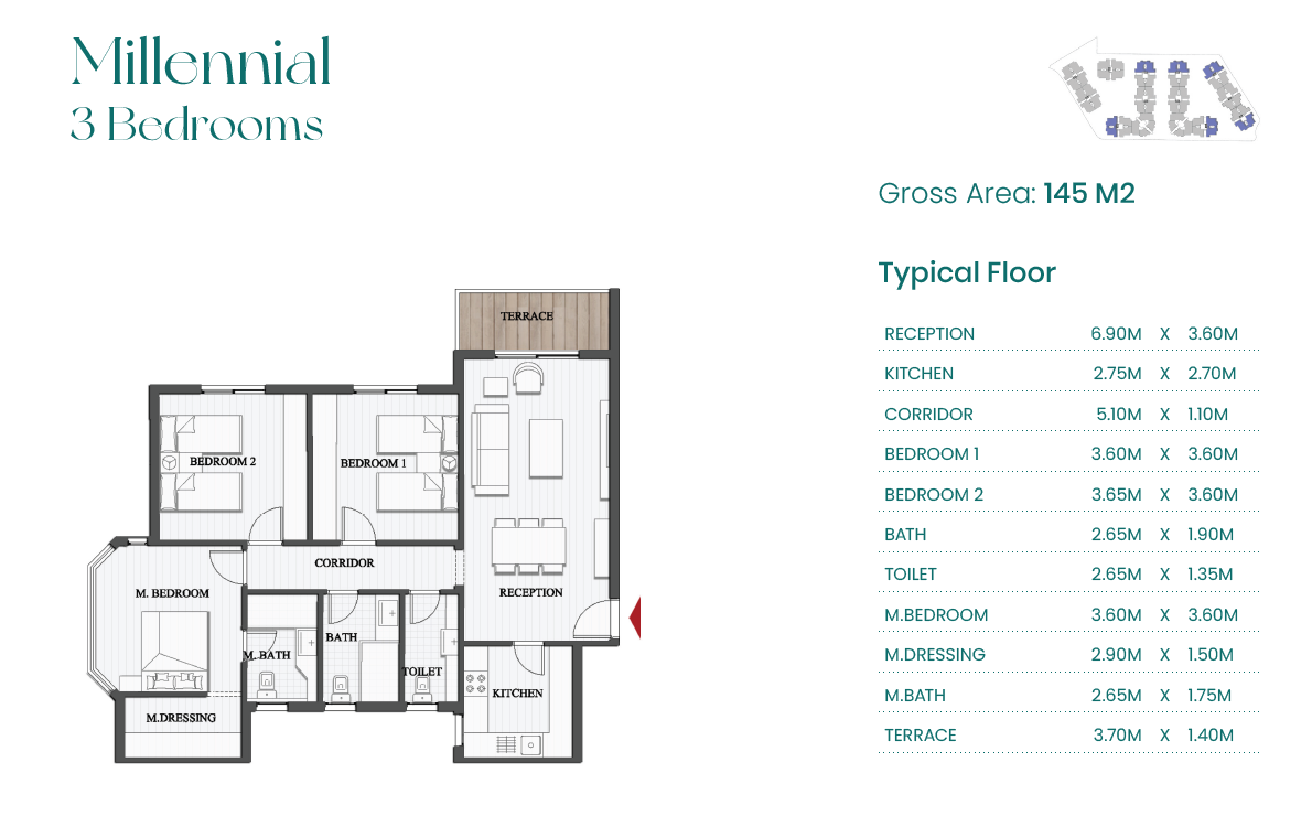 Floor plan for apartment at Mountain View ICity New Cairo