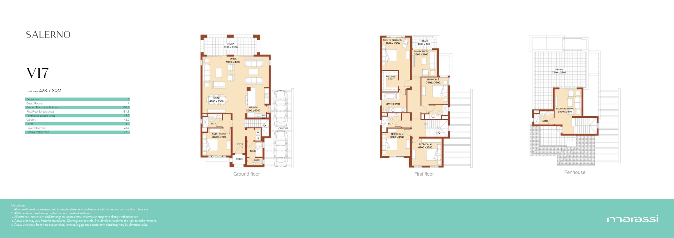 Floor plan for villa at Salerno Marassi
