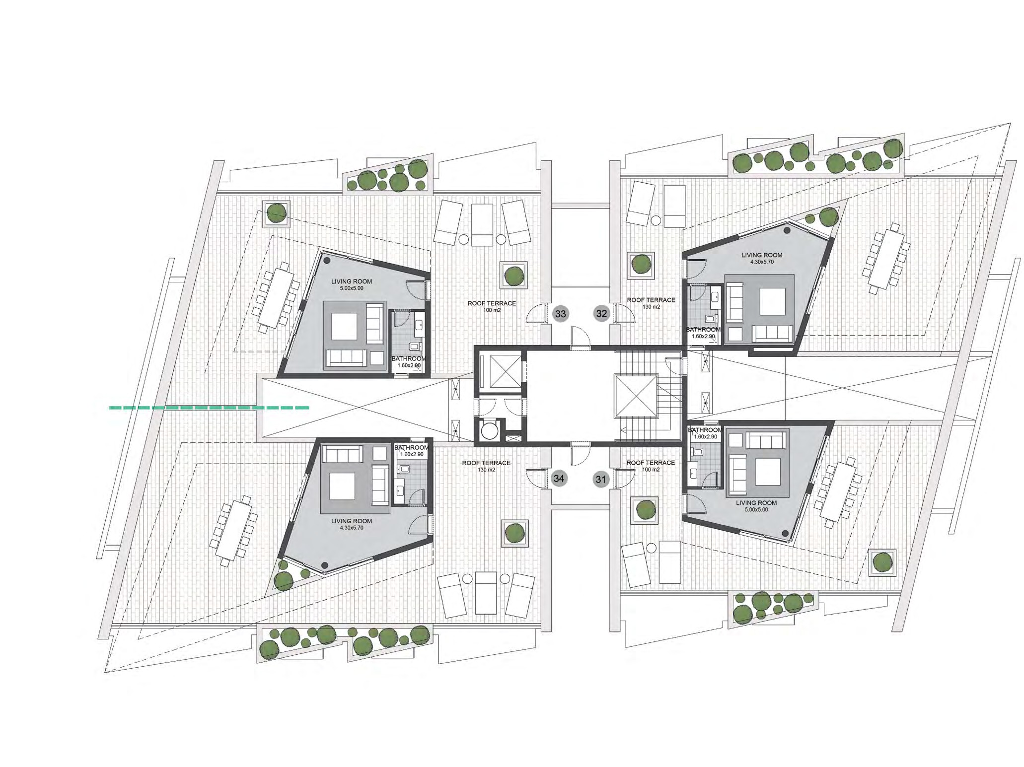 Floor plan for penthouse at Six West