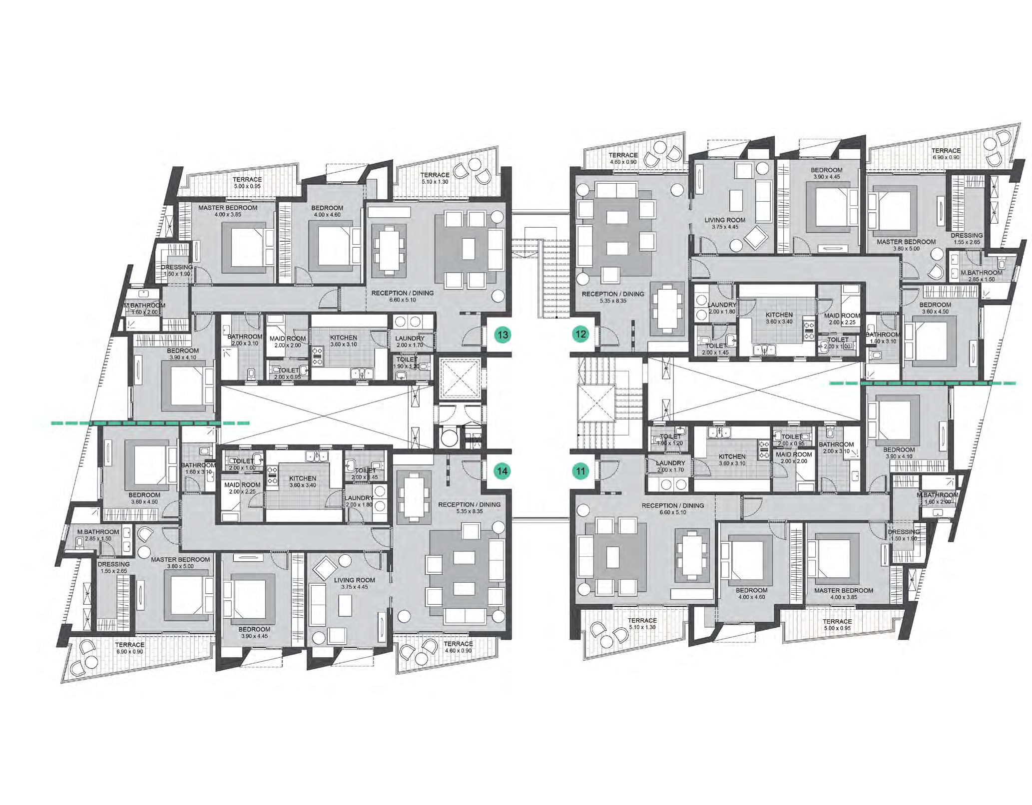 Floor plan for penthouse at Six West