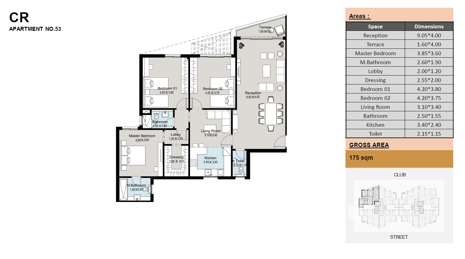 Floor plan for apartment at The Brooks