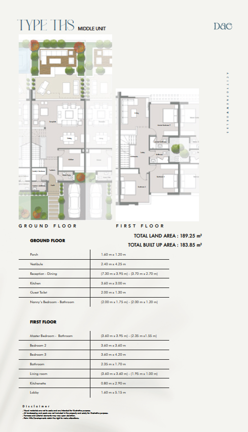Floor plan for townhouse at Badya