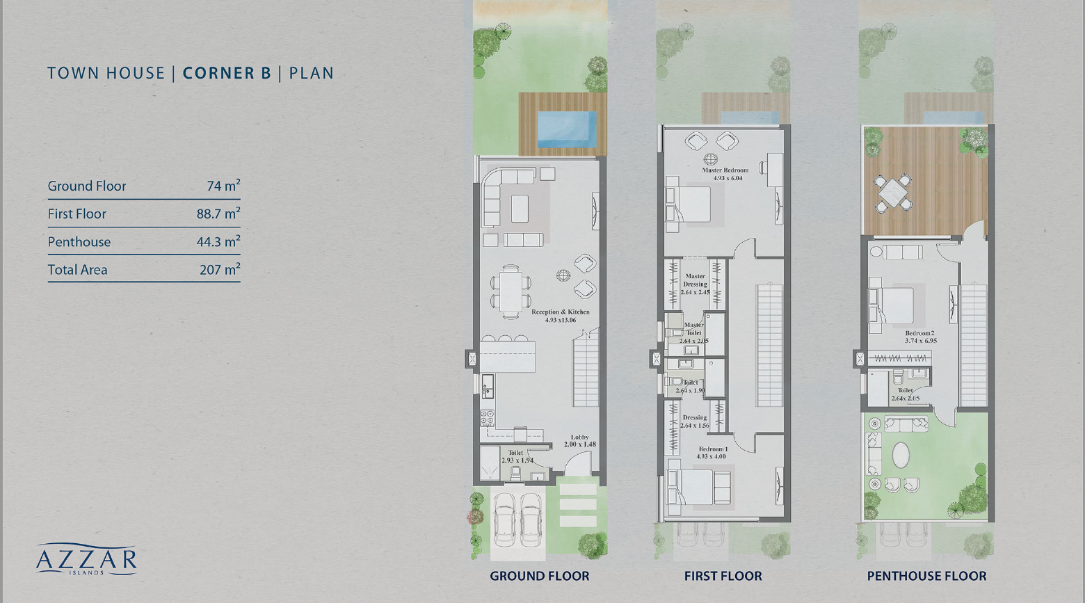 Floor plan for townhouse at Azzar Island