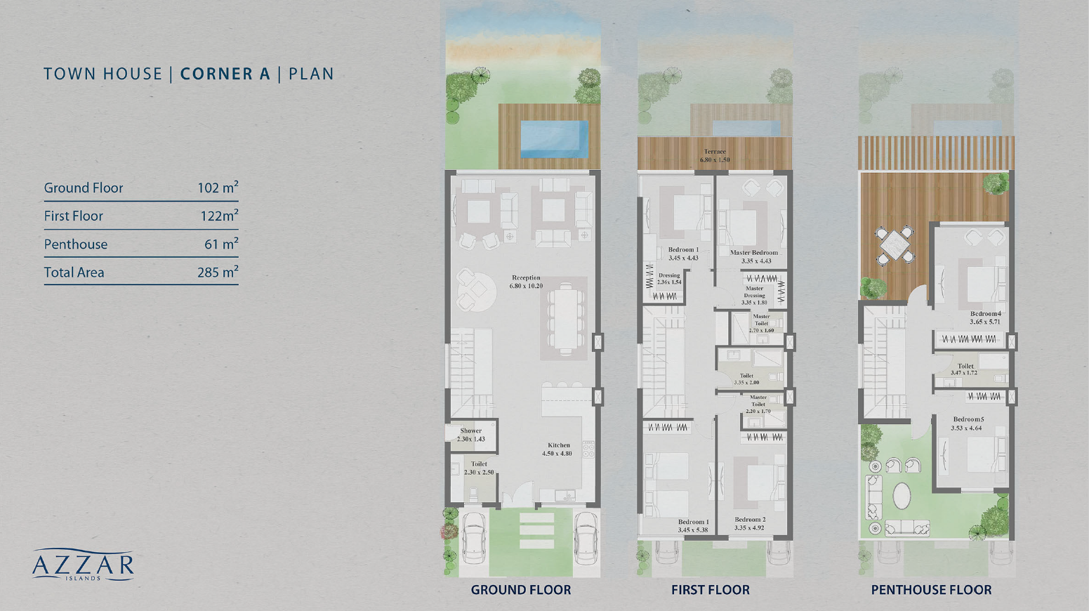 Floor plan for townhouse at Azzar  Island