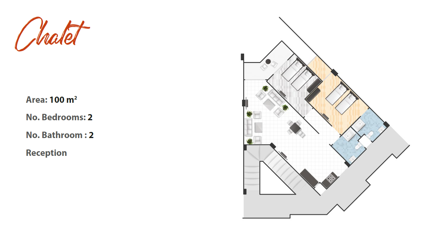 Floor plan for chalet at Cape Bay Blumar Lasirena