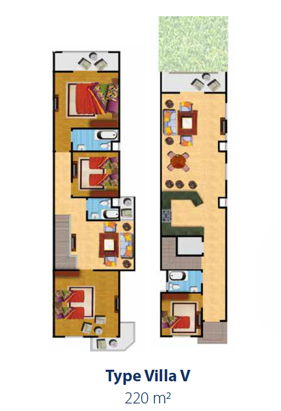 Floor plan for chalet at Majesty Bay El Galala Lasirena