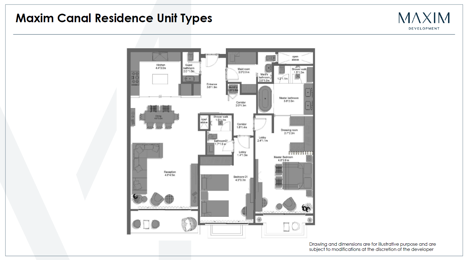 Floor plan for apartment at Maxim Canal Residence