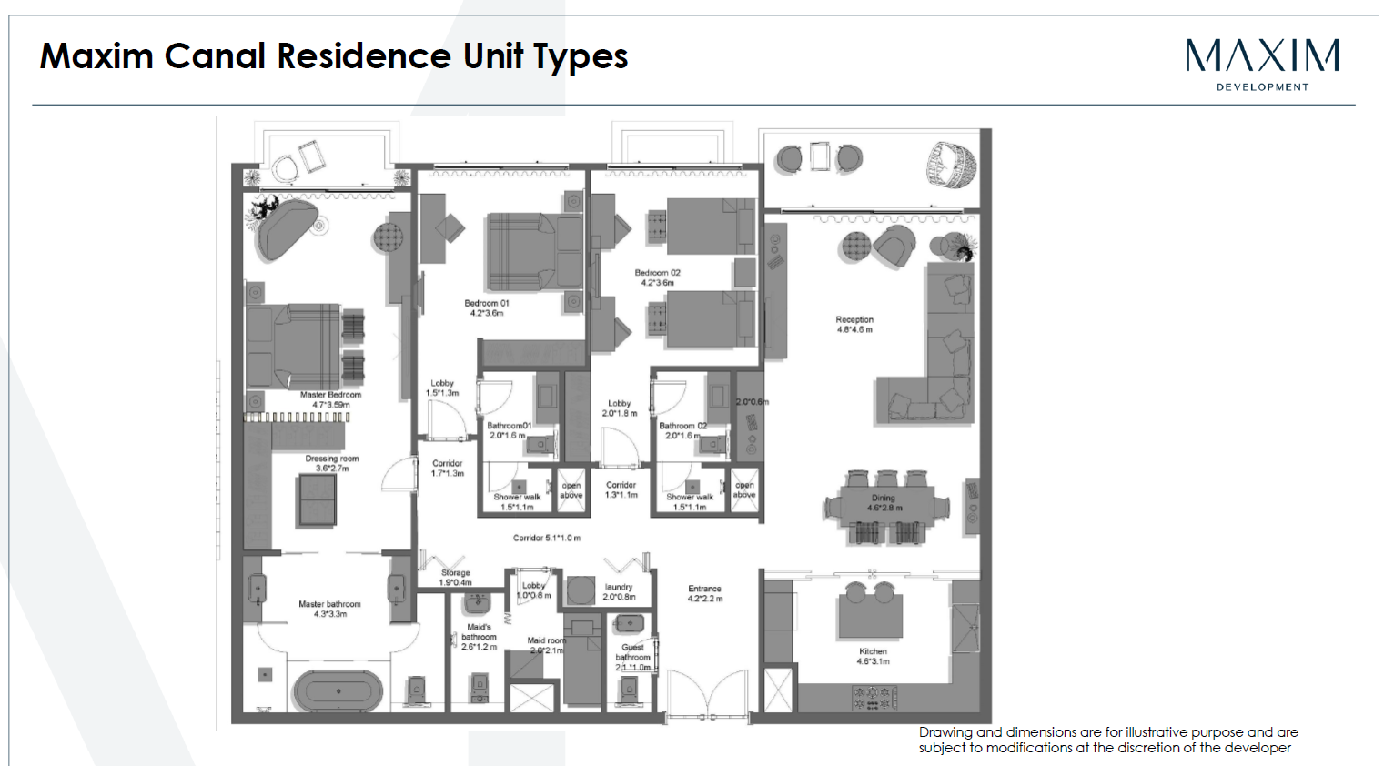 Floor plan for apartment at Maxim Canal Residence